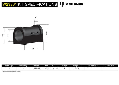 Sway Bar Mount Bushing Kit 19mm to Suit Nissan Patrol GQ, GU